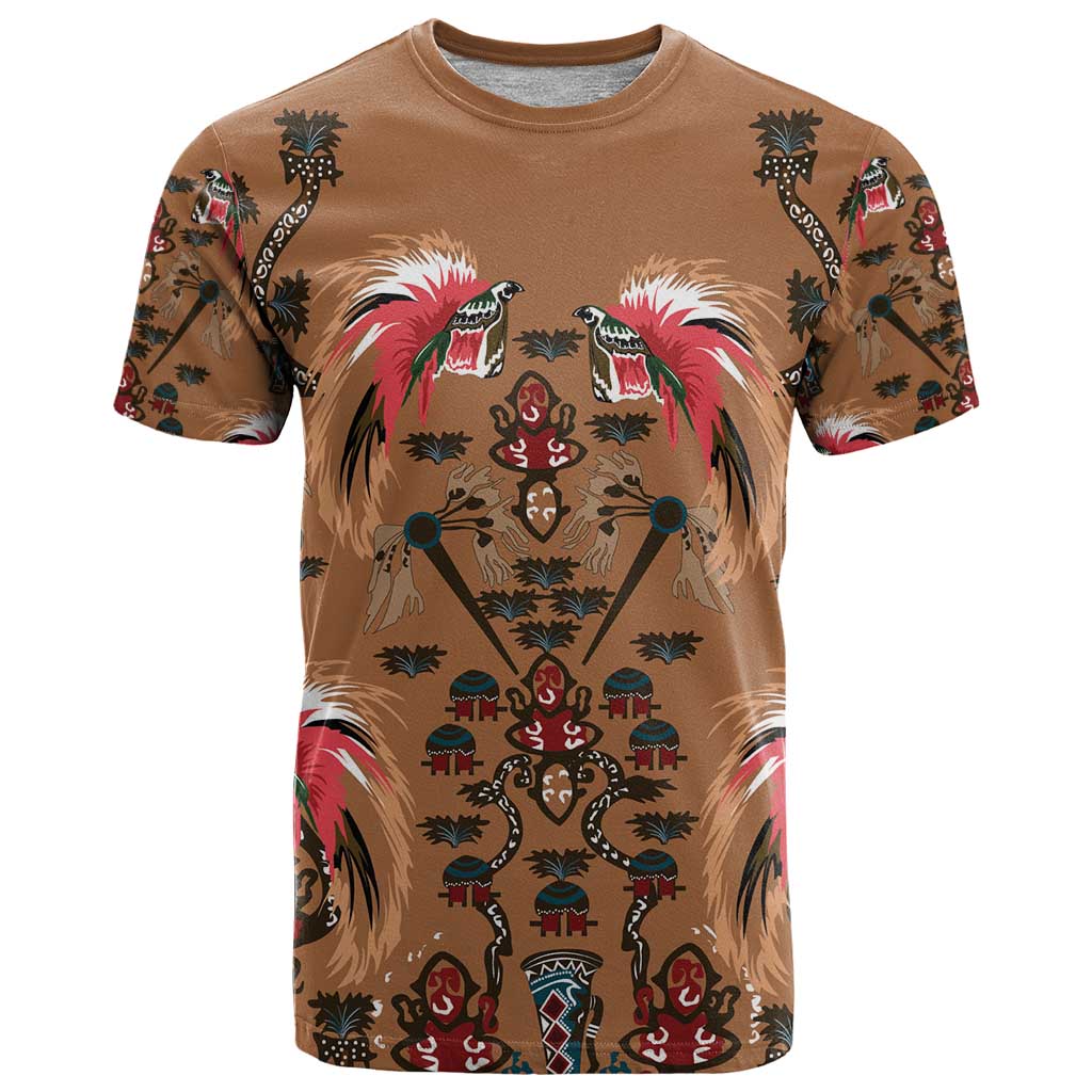 Terracotta Bird of Batik Papua T Shirt Exotic Natural Wealth of Papua LT9 Gold - Polynesian Pride
