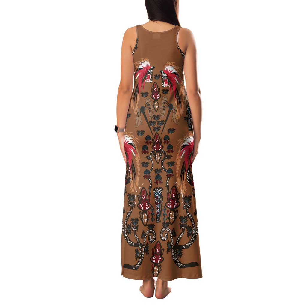 Terracotta Bird of Batik Papua Tank Maxi Dress Exotic Natural Wealth of Papua LT9 - Polynesian Pride