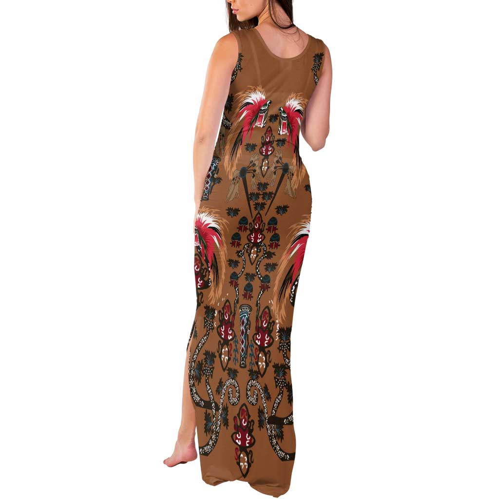 Terracotta Bird of Batik Papua Tank Maxi Dress Exotic Natural Wealth of Papua LT9 - Polynesian Pride