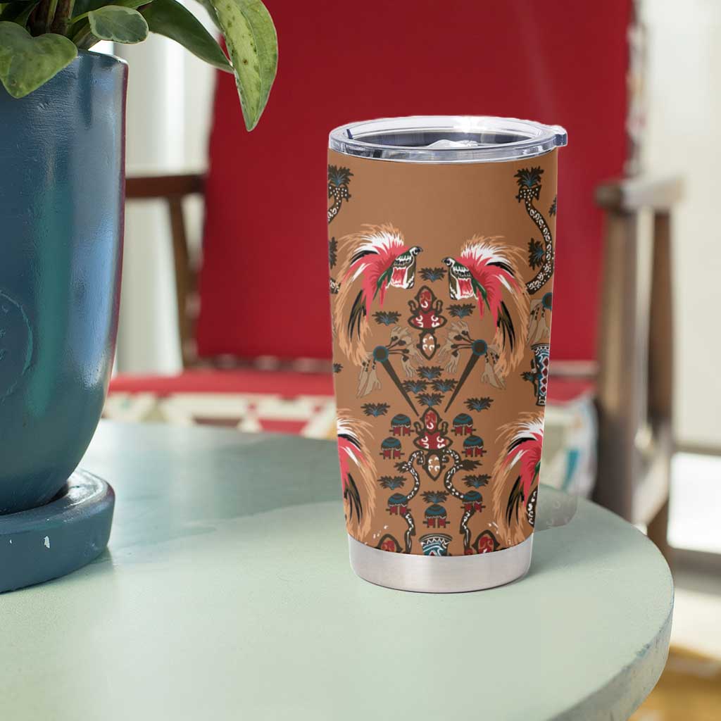 Terracotta Bird of Batik Papua Tumbler Cup Exotic Natural Wealth of Papua LT9 - Polynesian Pride