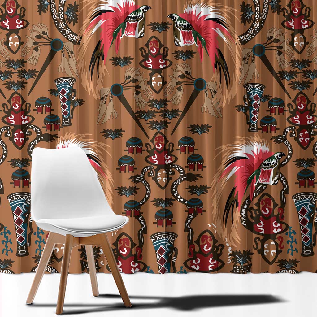 Terracotta Bird of Batik Papua Window Curtain Exotic Natural Wealth of Papua LT9 - Polynesian Pride