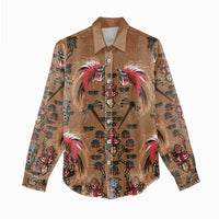 Terracotta Bird of Batik Papua Women Casual Shirt Exotic Natural Wealth of Papua LT9 - Polynesian Pride