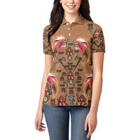 Terracotta Bird of Batik Papua Women Polo Shirt Exotic Natural Wealth of Papua - Polynesian Pride