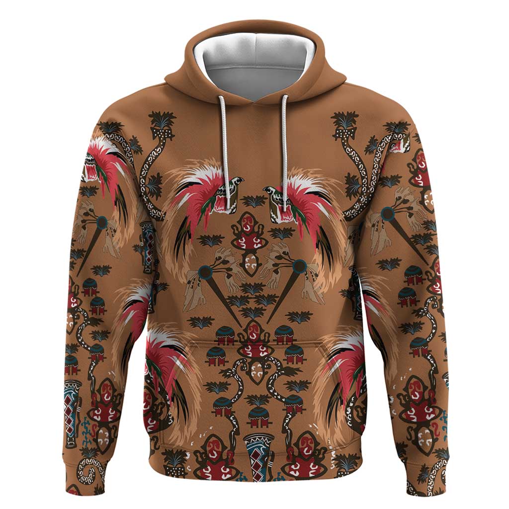Terracotta Bird of Batik Papua Zip Hoodie Exotic Natural Wealth of Papua LT9 Pullover Hoodie Gold - Polynesian Pride