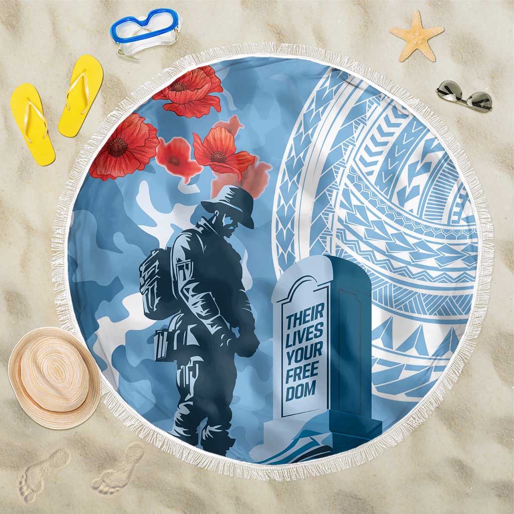 FSM Verterans Day Beach Blanket Their Lives Your Freedom LT9 One Size 150cm Blue - Polynesian Pride