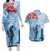 FSM Verterans Day Couples Matching Long Sleeve Bodycon Dress and Hawaiian Shirt Their Lives Your Freedom LT9 Blue - Polynesian Pride
