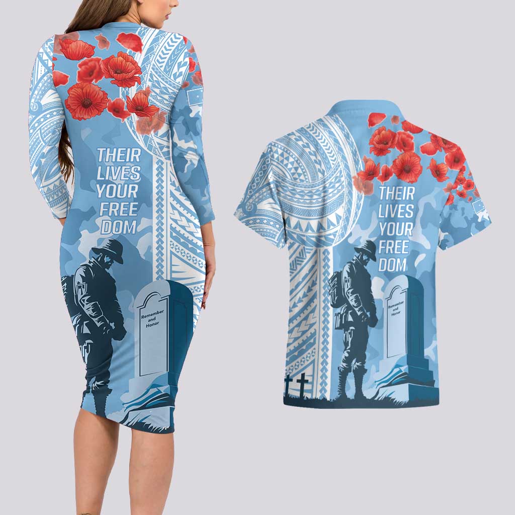 FSM Verterans Day Couples Matching Long Sleeve Bodycon Dress and Hawaiian Shirt Their Lives Your Freedom LT9 - Polynesian Pride