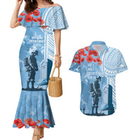 FSM Verterans Day Couples Matching Mermaid Dress and Hawaiian Shirt Their Lives Your Freedom LT9 Blue - Polynesian Pride