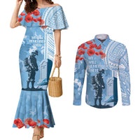 FSM Verterans Day Couples Matching Mermaid Dress and Long Sleeve Button Shirt Their Lives Your Freedom LT9 Blue - Polynesian Pride
