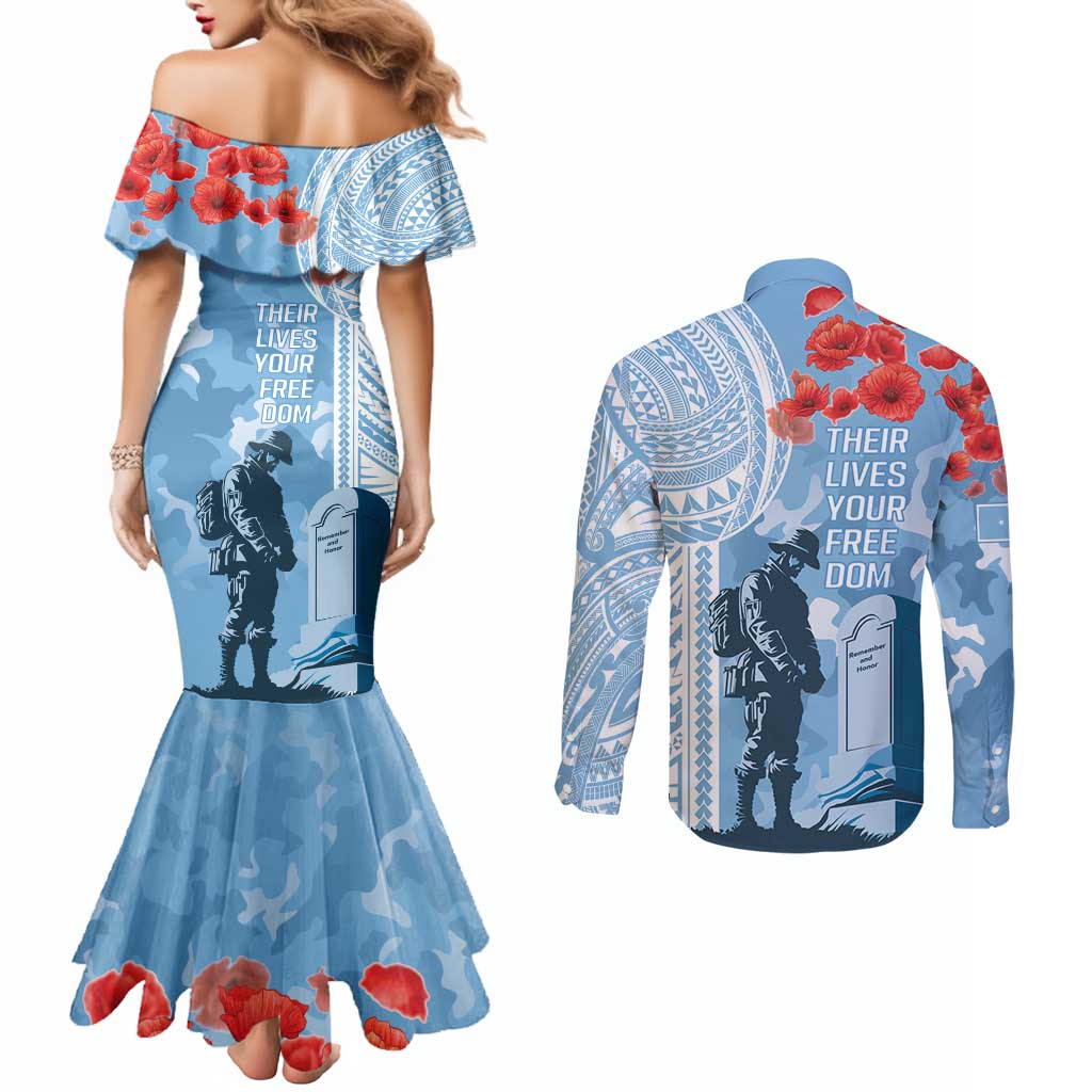 FSM Verterans Day Couples Matching Mermaid Dress and Long Sleeve Button Shirt Their Lives Your Freedom LT9 - Polynesian Pride