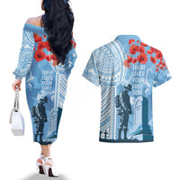 FSM Verterans Day Couples Matching Off The Shoulder Long Sleeve Dress and Hawaiian Shirt Their Lives Your Freedom LT9 - Polynesian Pride