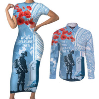 FSM Verterans Day Couples Matching Short Sleeve Bodycon Dress and Long Sleeve Button Shirt Their Lives Your Freedom LT9 Blue - Polynesian Pride