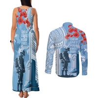 FSM Verterans Day Couples Matching Tank Maxi Dress and Long Sleeve Button Shirt Their Lives Your Freedom LT9 - Polynesian Pride