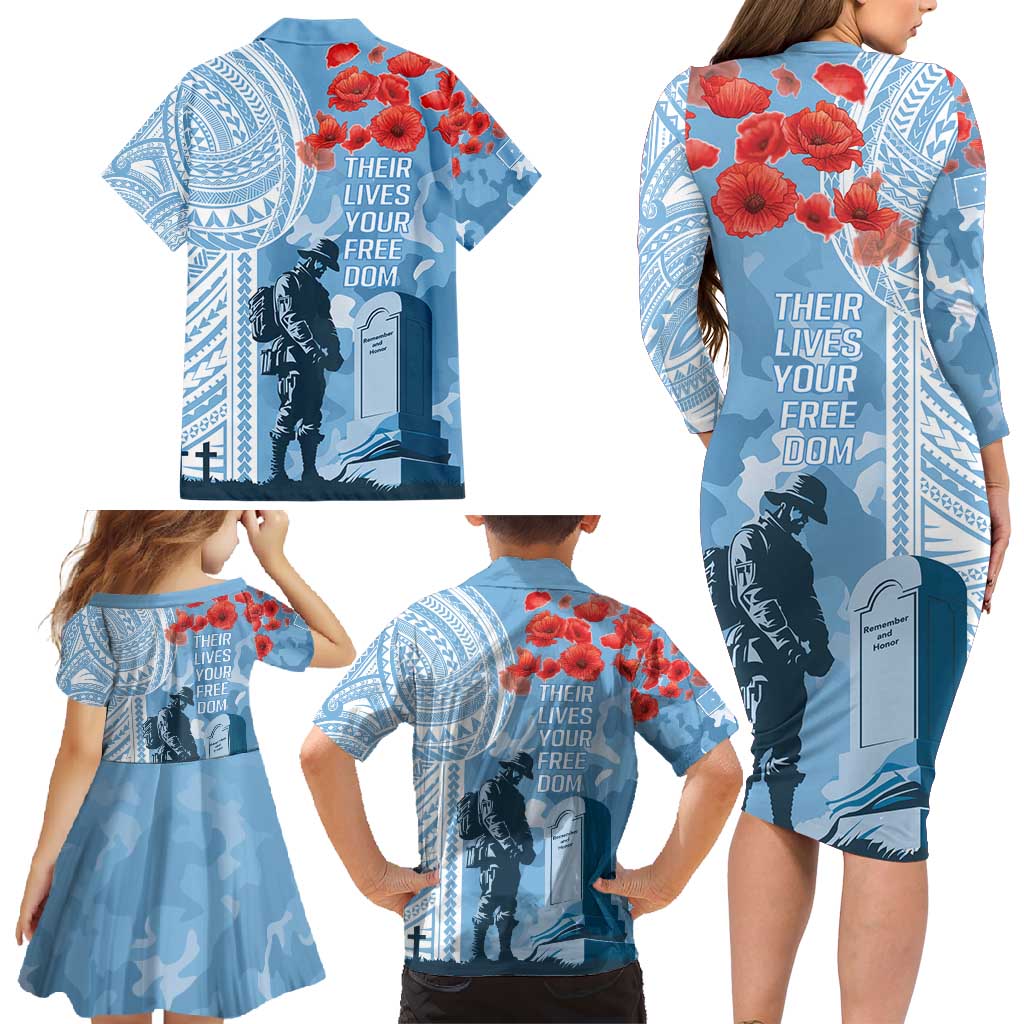 FSM Verterans Day Family Matching Long Sleeve Bodycon Dress and Hawaiian Shirt Their Lives Your Freedom LT9 - Polynesian Pride