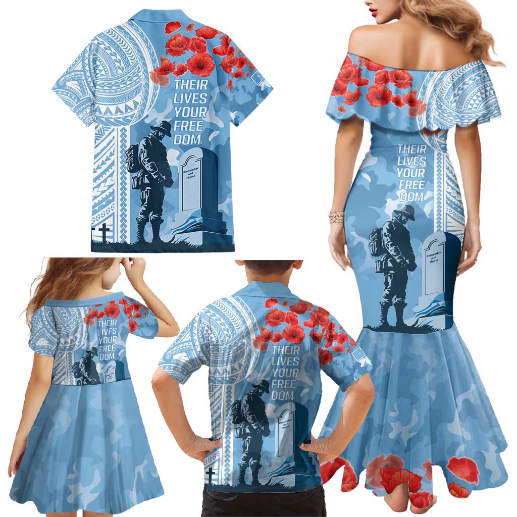 FSM Verterans Day Family Matching Mermaid Dress and Hawaiian Shirt Their Lives Your Freedom LT9 - Polynesian Pride