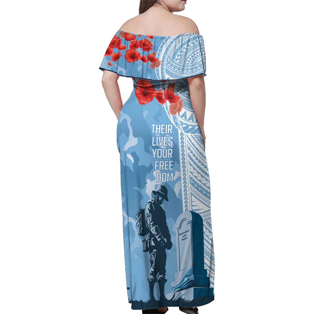 FSM Verterans Day Family Matching Off Shoulder Maxi Dress and Hawaiian Shirt Their Lives Your Freedom LT9 - Polynesian Pride