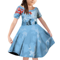 FSM Verterans Day Family Matching Off Shoulder Short Dress and Hawaiian Shirt Their Lives Your Freedom LT9 Daughter's Dress Blue - Polynesian Pride