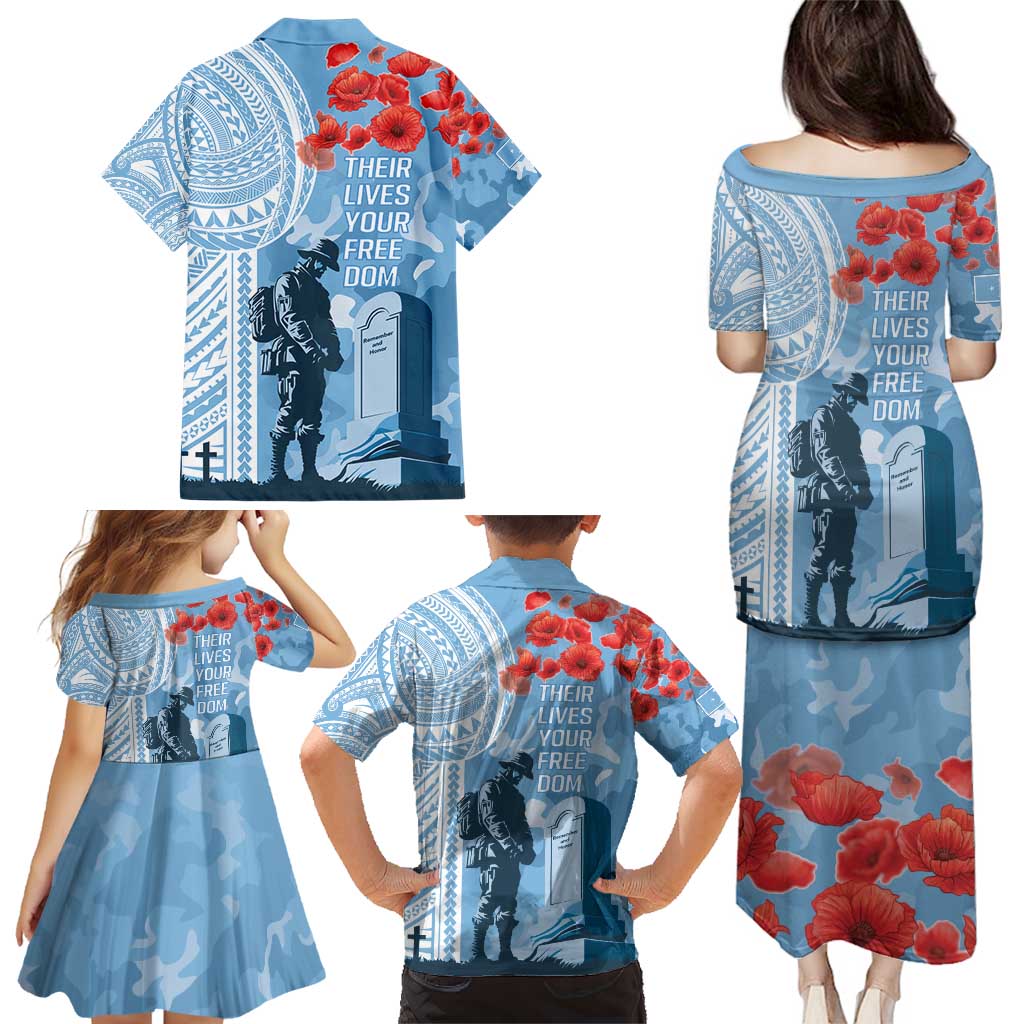 FSM Verterans Day Family Matching Puletasi and Hawaiian Shirt Their Lives Your Freedom LT9 - Polynesian Pride
