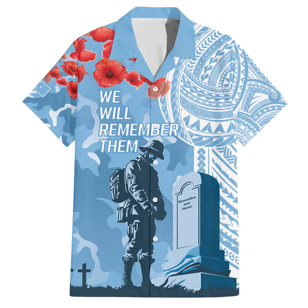 FSM Verterans Day Family Matching Puletasi and Hawaiian Shirt Their Lives Your Freedom LT9 Dad's Shirt - Short Sleeve Blue - Polynesian Pride