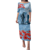 FSM Verterans Day Family Matching Puletasi and Hawaiian Shirt Their Lives Your Freedom LT9 Mom's Dress Blue - Polynesian Pride