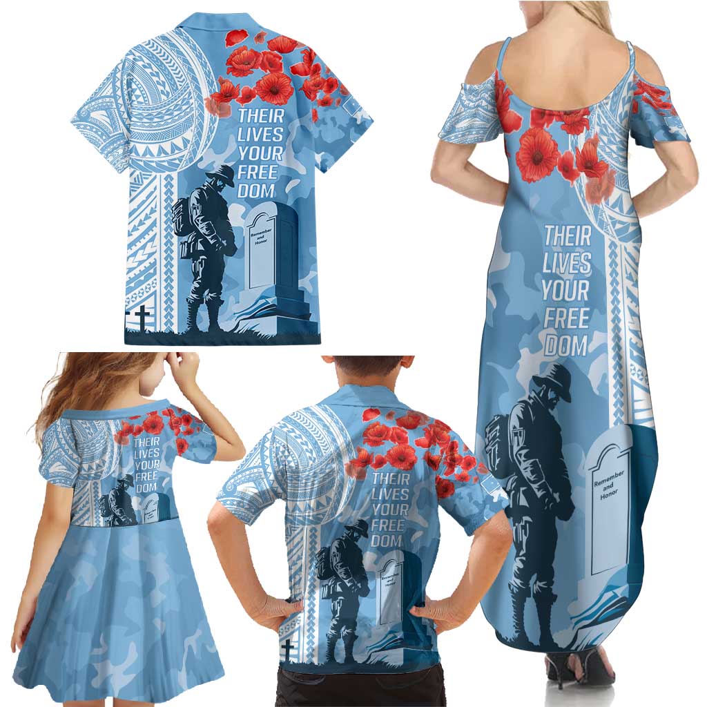 FSM Verterans Day Family Matching Summer Maxi Dress and Hawaiian Shirt Their Lives Your Freedom LT9 - Polynesian Pride
