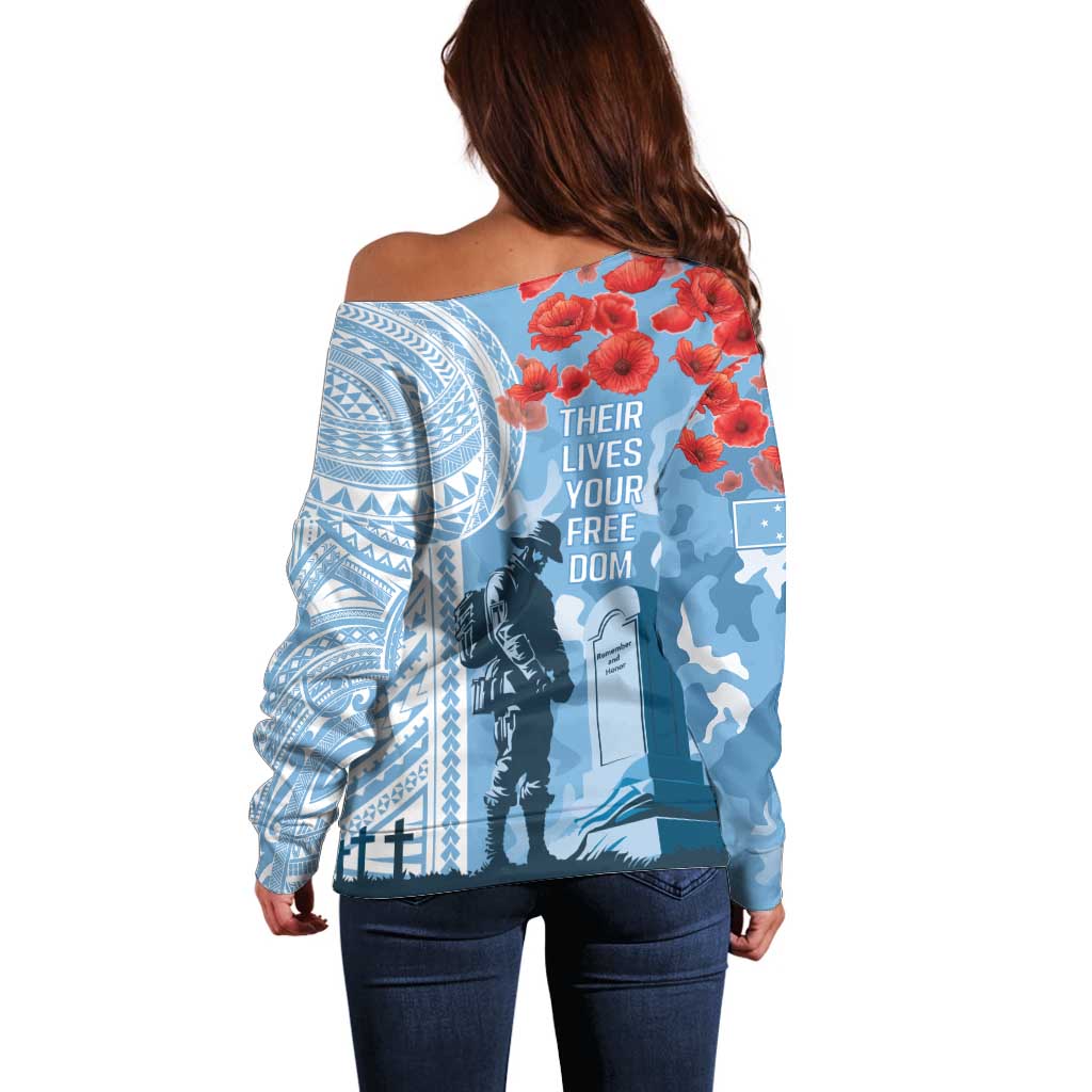 FSM Verterans Day Off Shoulder Sweater Their Lives Your Freedom LT9 - Polynesian Pride