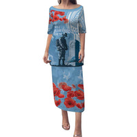 FSM Verterans Day Puletasi Their Lives Your Freedom LT9 Long Dress Blue - Polynesian Pride
