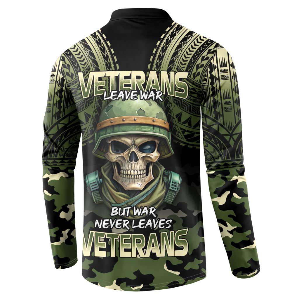 Veterans Day Button Sweatshirt War Never Leaves A Veteran Proud Military