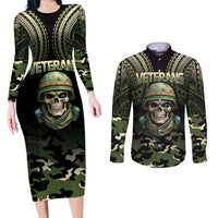 Veterans Day Couples Matching Long Sleeve Bodycon Dress and Long Sleeve Button Shirt War Never Leaves A Veteran Proud Military LT9 Black - Polynesian Pride
