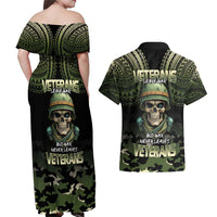 Veterans Day Couples Matching Off Shoulder Maxi Dress and Hawaiian Shirt War Never Leaves A Veteran Proud Military LT9 - Polynesian Pride