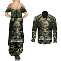 Veterans Day Couples Matching Summer Maxi Dress and Long Sleeve Button Shirt War Never Leaves A Veteran Proud Military LT9 - Polynesian Pride