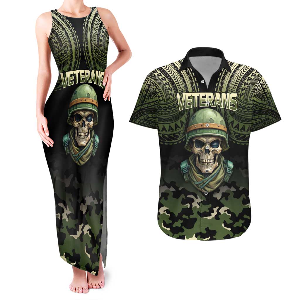 Veterans Day Couples Matching Tank Maxi Dress and Hawaiian Shirt War Never Leaves A Veteran Proud Military LT9 Black - Polynesian Pride
