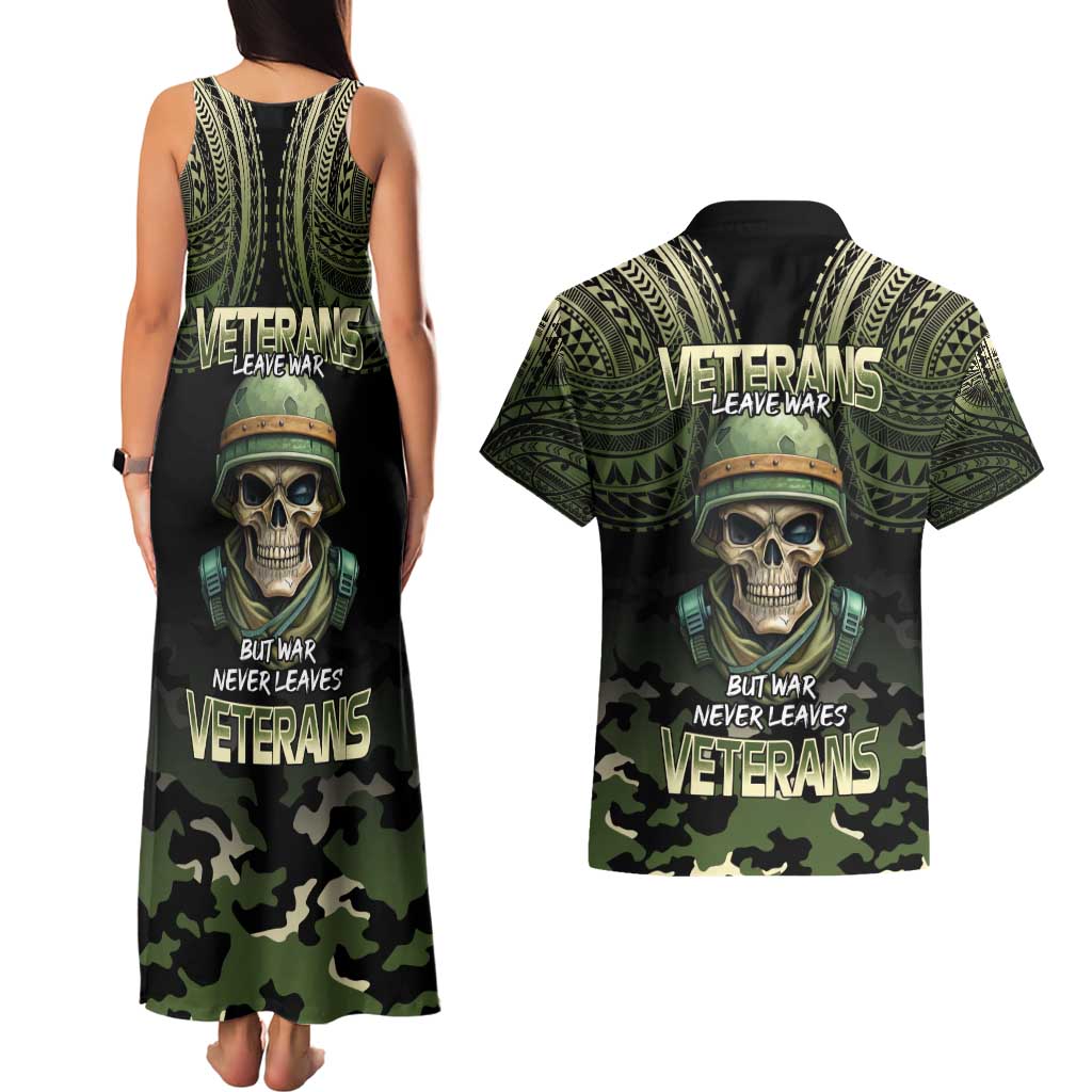 Veterans Day Couples Matching Tank Maxi Dress and Hawaiian Shirt War Never Leaves A Veteran Proud Military LT9 - Polynesian Pride