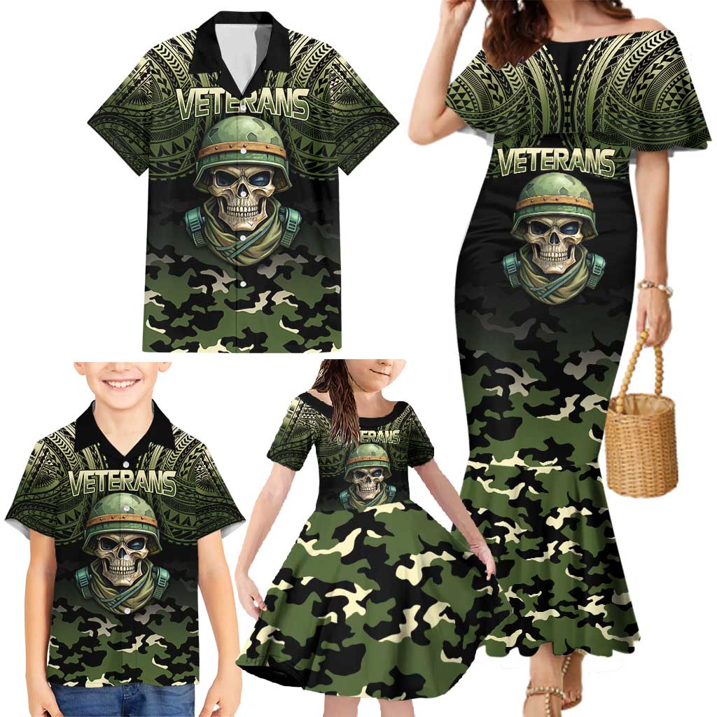 Veterans Day Family Matching Mermaid Dress and Hawaiian Shirt War Never Leaves A Veteran Proud Military LT9 - Polynesian Pride