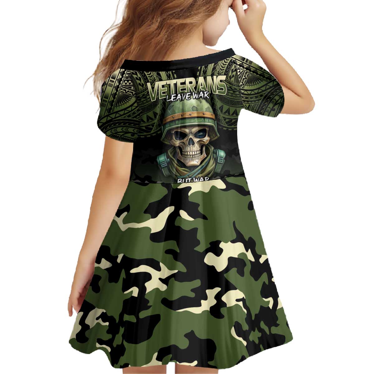 Veterans Day Family Matching Off The Shoulder Long Sleeve Dress and Hawaiian Shirt War Never Leaves A Veteran Proud Military LT9 - Polynesian Pride