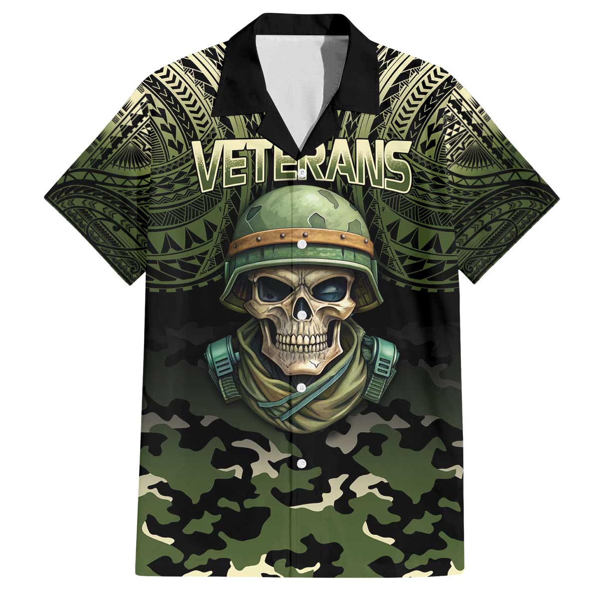 Veterans Day Family Matching Off The Shoulder Long Sleeve Dress and Hawaiian Shirt War Never Leaves A Veteran Proud Military LT9 Dad's Shirt - Short Sleeve Black - Polynesian Pride