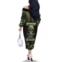 Veterans Day Family Matching Off The Shoulder Long Sleeve Dress and Hawaiian Shirt War Never Leaves A Veteran Proud Military LT9 - Polynesian Pride