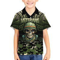 Veterans Day Family Matching Off The Shoulder Long Sleeve Dress and Hawaiian Shirt War Never Leaves A Veteran Proud Military LT9 Son's Shirt Black - Polynesian Pride