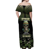 Veterans Day Family Matching Off Shoulder Maxi Dress and Hawaiian Shirt War Never Leaves A Veteran Proud Military LT9 - Polynesian Pride