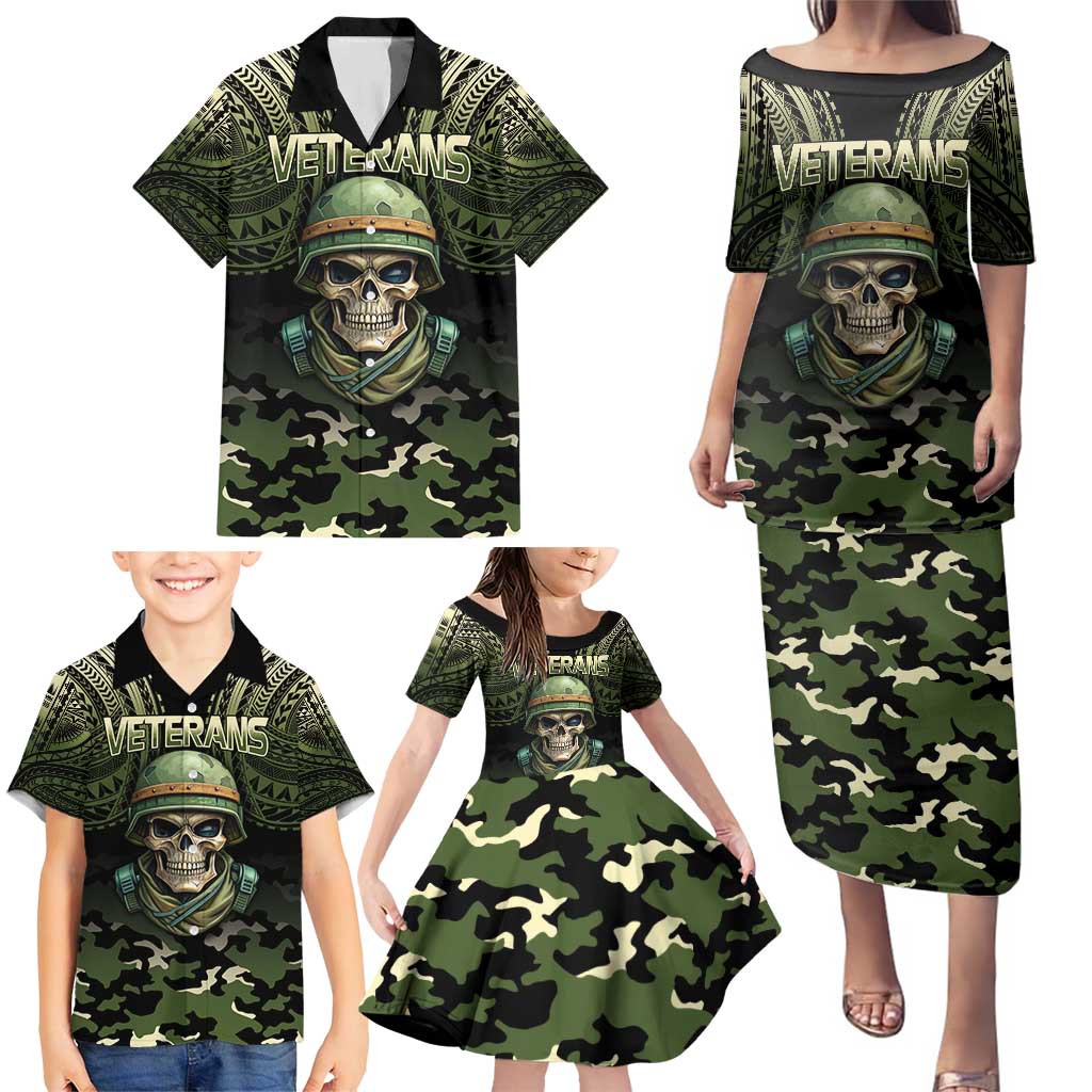 Veterans Day Family Matching Puletasi and Hawaiian Shirt War Never Leaves A Veteran Proud Military LT9 - Polynesian Pride