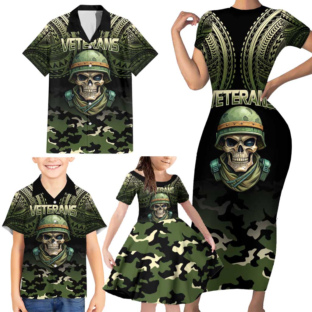 Veterans Day Family Matching Short Sleeve Bodycon Dress and Hawaiian Shirt War Never Leaves A Veteran Proud Military LT9 - Polynesian Pride