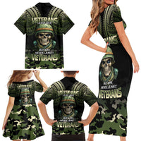 Veterans Day Family Matching Short Sleeve Bodycon Dress and Hawaiian Shirt War Never Leaves A Veteran Proud Military LT9 - Polynesian Pride