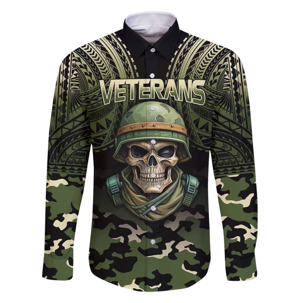 Veterans Day Family Matching Tank Maxi Dress and Hawaiian Shirt War Never Leaves A Veteran Proud Military LT9 Dad's Shirt - Long Sleeve Black - Polynesian Pride