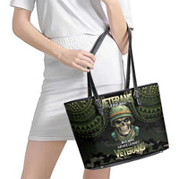 Veterans Day Leather Tote Bag War Never Leaves A Veteran Proud Military LT9 - Polynesian Pride
