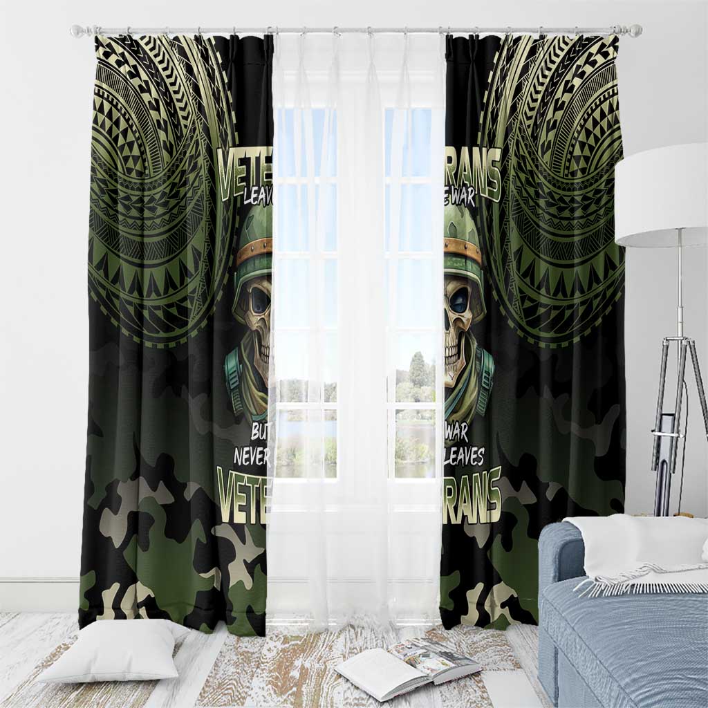 Veterans Day Window Curtain War Never Leaves A Veteran Proud Military LT9 - Polynesian Pride