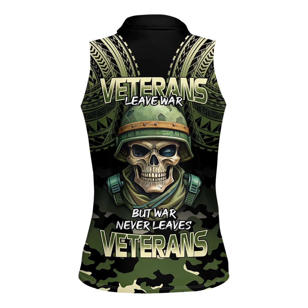 Veterans Day Women Sleeveless Polo Shirt War Never Leaves A Veteran Proud Military LT9 - Polynesian Pride