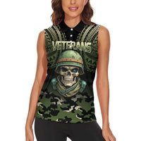 Veterans Day Women Sleeveless Polo Shirt War Never Leaves A Veteran Proud Military LT9 - Polynesian Pride