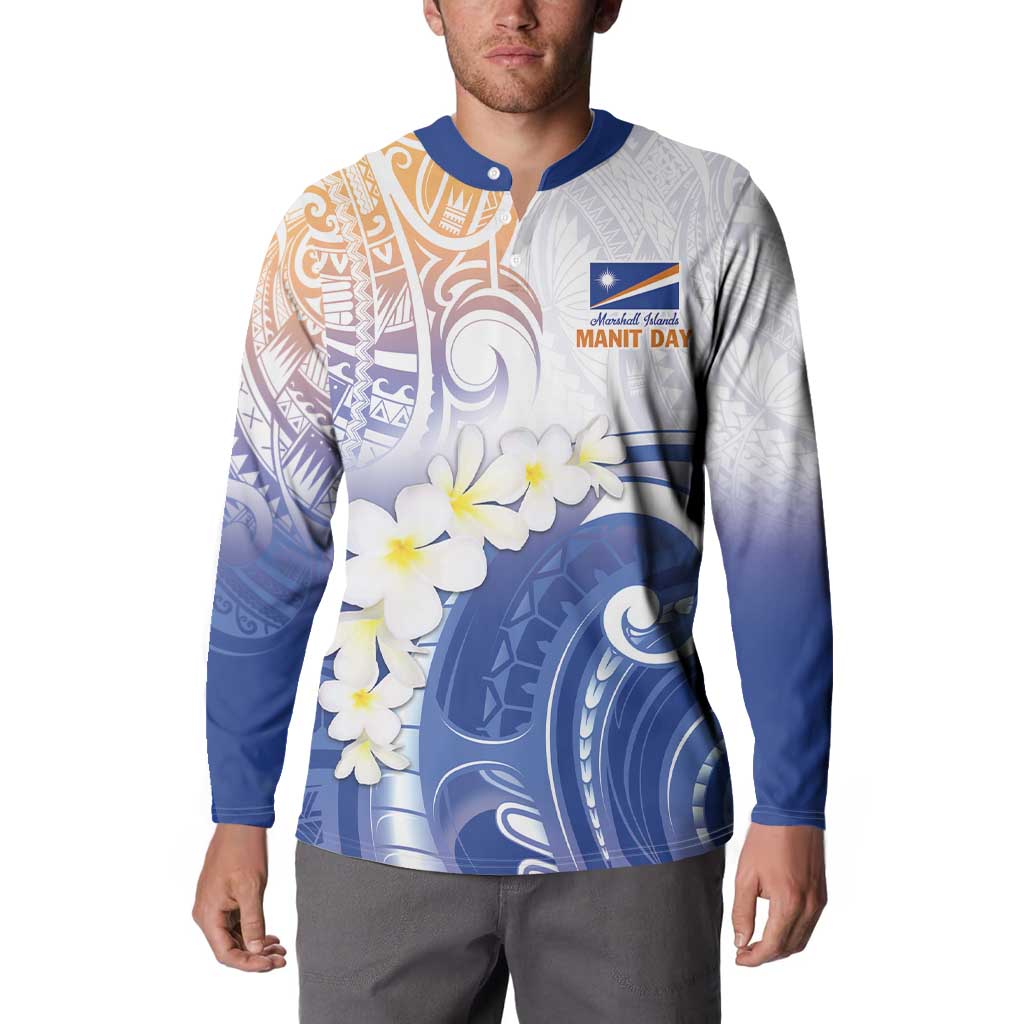 Marshall Islands Manit Day Button Sweatshirt Plumeria and Polynesian Tribal LT9 - Polynesian Pride