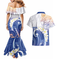 Marshall Islands Manit Day Couples Matching Mermaid Dress and Hawaiian Shirt Plumeria and Polynesian Tribal LT9 - Polynesian Pride