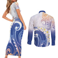 Marshall Islands Manit Day Couples Matching Short Sleeve Bodycon Dress and Long Sleeve Button Shirt Plumeria and Polynesian Tribal LT9 - Polynesian Pride